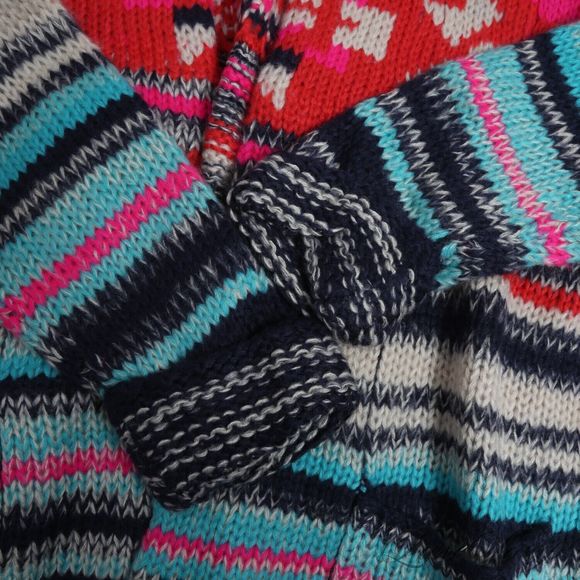 Billabong Jacket Womens Australia Neon Multicolor Southwestern Indian Soft Knit - Picture 6 of 7